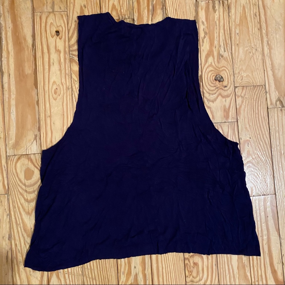Nautical Raw-Edge Navy Muscle Tank Top - Picture 4 of 6